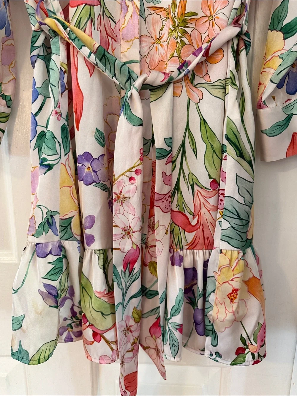 Zara Pink Floral Button-Up Flowy Polyester Dress Size Medium